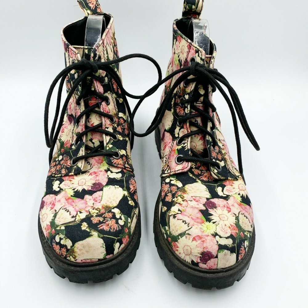 Divided Floral Combat Boots